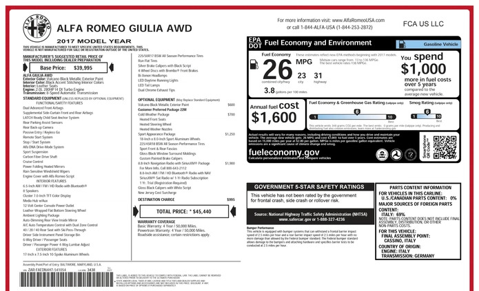 Alfa Romeo Giulia cena 99500 przebieg: 80000, rok produkcji 2017 z Kielce małe 191